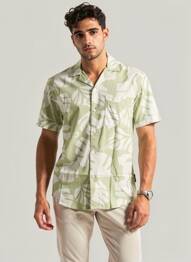 Chemise manches courtes imprimé fantaisie vert TOM TAILOR homme