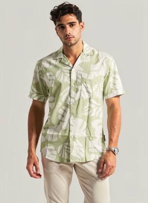 Chemise manches courtes imprimé fantaisie vert TOM TAILOR homme