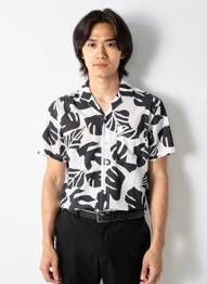 Chemise manches courtes imprimé fantaisie noir TOM TAILOR homme