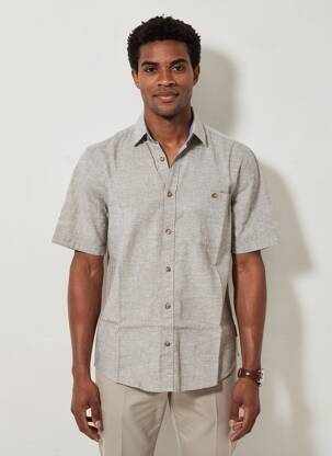 Chemise manches courtes coupe droite gris TOM TAILOR homme