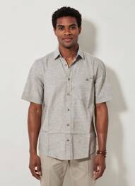 Chemise manches courtes coupe droite gris TOM TAILOR homme