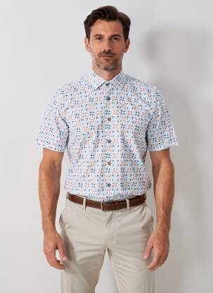 Chemise manches courtes imprimé fantaisie blanc JUPITER homme
