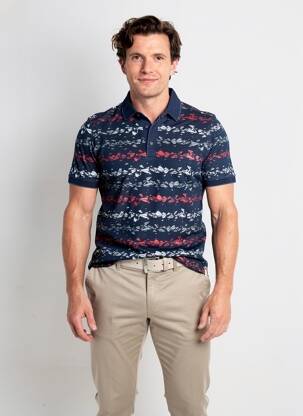 Polo sérigraphie manches courtes bleu MONTE CARLO homme