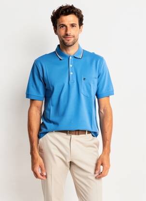 Polo tissage jersey manches courtes bleu PIERRE CARDIN homme