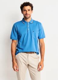 Polo tissage jersey manches courtes bleu PIERRE CARDIN homme
