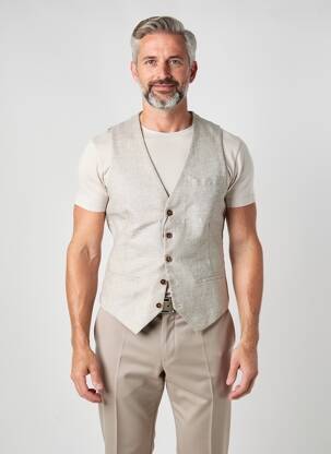 Gilet sans manche tissage chiné beige HAFNIUM homme