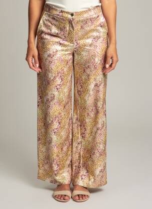 Pantalon large fermeture zippée sous rabat boutonné taille normale jaune LCDN femme
