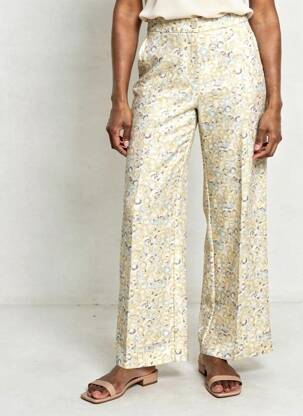 Pantalon large fermeture zippée sous rabat boutonné jaune LCDN femme