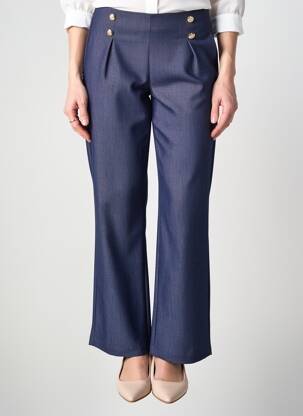 Pantalon droit stretch taille haute bleu LCDN femme