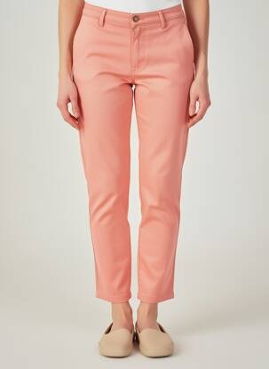Pantalon chino tissage popeline taille normale orange LCDN femme