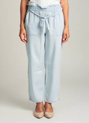 Pantalon droit tissage popeline taille normale bleu LCDN femme