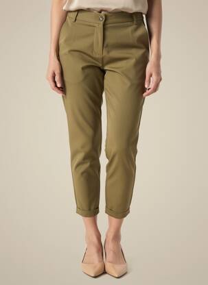 Pantalon chino fermeture zippée sous rabat boutonné taille normale vert IMPERIAL femme