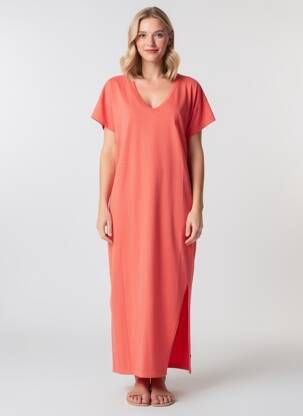 Robe longue manches courtes manches courtes rose LE TEMPS DES CERISES femme