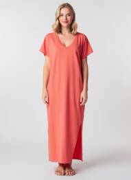 Robe longue manches courtes manches courtes rose LE TEMPS DES CERISES femme