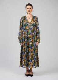 Robe longue imprimé fantaisie manches longues vert MOLLY BRACKEN femme