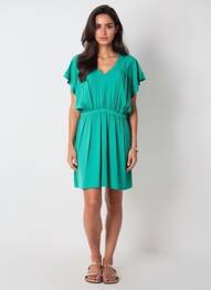 Robe courte manches courtes manches courtes vert LE TEMPS DES CERISES femme