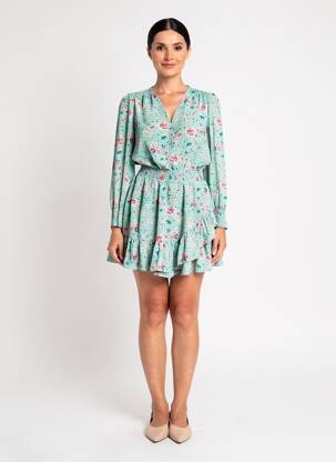 Robe courte coupe fluide manches longues vert GERARD DAREL femme