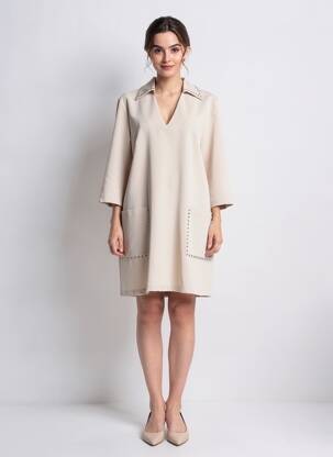 Robe courte manches 3/4 manches 3/4 beige IMPERIAL femme