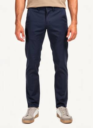 Pantalon chino tissage popeline taille normale bleu LE TEMPS DES CERISES homme
