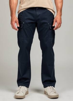 Pantalon cargo slim taille normale bleu BRUNO SAINT HILAIRE homme
