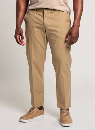 Pantalon chino tissage popeline taille normale marron LCDN homme
