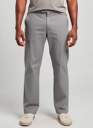 Pantalon chino tissage popeline taille normale gris BRUNO SAINT HILAIRE homme