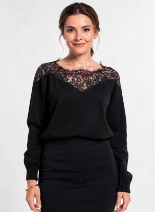Pull coupe cintrée manches longues noir KOCCA femme