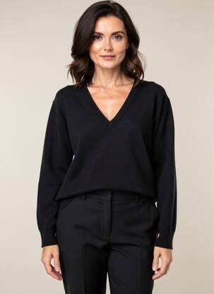 Pull col v manches longues noir GANT femme