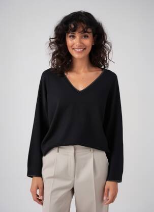 Pull col v manches longues noir LIU JO femme