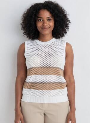 Pull coupe cintrée sans manche blanc LIU JO femme