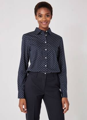 Chemisier coupe cintrée manches longues bleu GANT femme