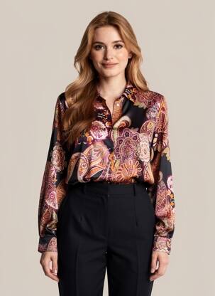 Blouse imprimé fantaisie manches longues orange KOCCA femme