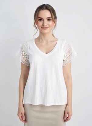 T-shirt col v manches courtes blanc KOCCA femme