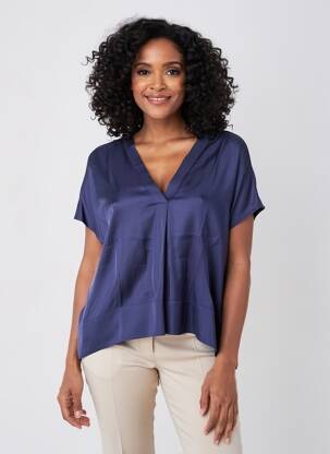 Top coupe fluide manches courtes bleu KOCCA femme