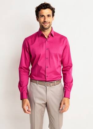 Chemise manches longues poignets boutonnés violet OLYMP homme