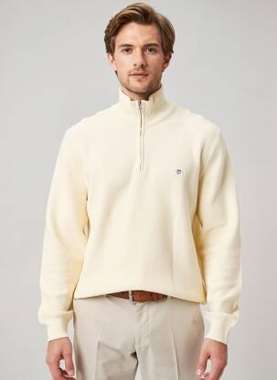 Pull maille souple et aérée manches longues beige GANT homme