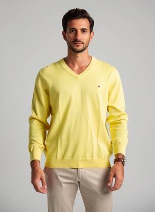 Pull col v manches longues jaune GANT homme