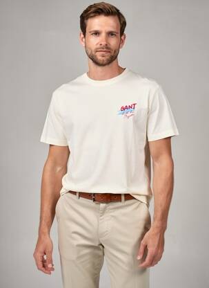 T-shirt stretch manches courtes beige GANT homme