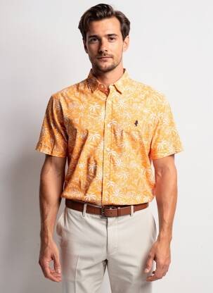 Chemise manches courtes imprimé tie and dye orange MCS homme