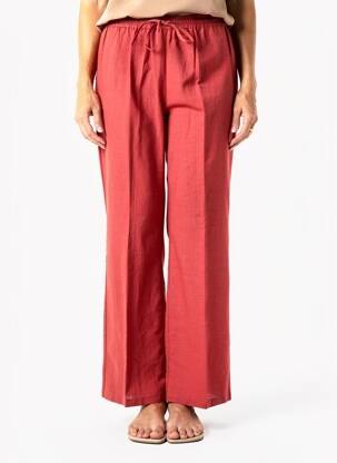 Pantalon droit tissage popeline taille normale rouge PRUNELLE femme