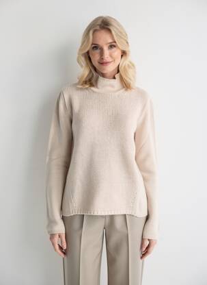 Pull coupe cintrée manches longues beige MAURICE ABOT femme