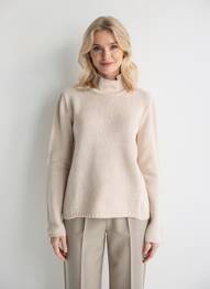 Pull coupe cintrée manches longues beige MAURICE ABOT femme