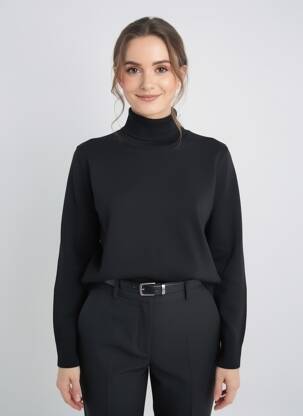 Pull col roulé coupe cintrée manches longues noir MAURICE ABOT femme
