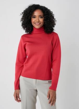 Pull col roulé coupe cintrée manches longues rouge MAURICE ABOT femme
