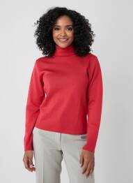 Pull col roulé coupe cintrée manches longues rouge MAURICE ABOT femme