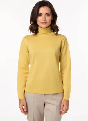 Pull col roulé coupe cintrée manches longues jaune MAURICE ABOT femme