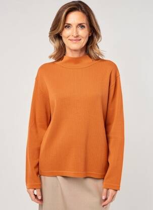 Pull coupe cintrée manches longues orange CLAUDE DE SAIVRE femme