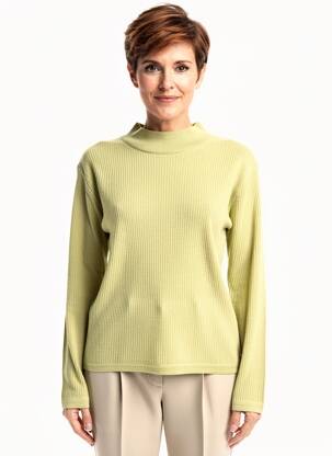 Pull coupe cintrée manches longues vert CLAUDE DE SAIVRE femme