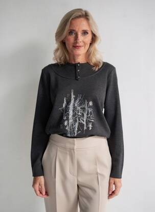 Pull coupe cintrée manches longues gris RODAM femme