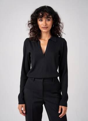 Pull coupe cintrée manches longues noir MONTAGUT femme